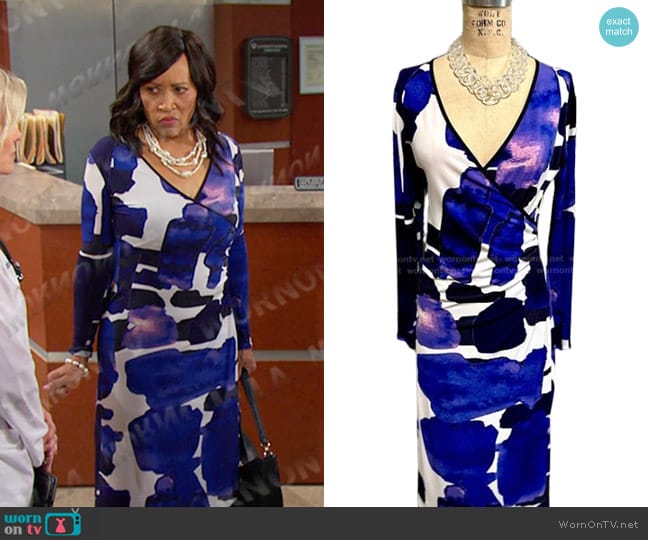 Eva Varro Faux Wrap Dress worn by Paulina Price (Jackée Harry) on Days of our Lives