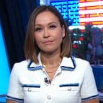 Eva’s white contrast denim trim dress on Good Morning America