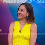 Eva’s yellow twist front belted dress on Good Morning America