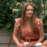 Faith’s floral dress with circle belt and wedge sandals on The Young and the Restless