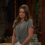 Faith’s grey twist hem t-shirt on The Young and the Restless