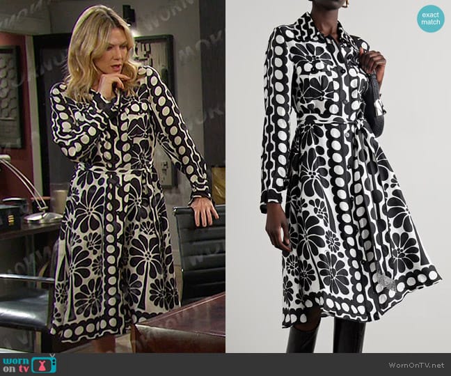 Farm Rio Palermo Shirtdress in Black worn by Kristen DiMera (Stacy Haiduk) on Days of our Lives