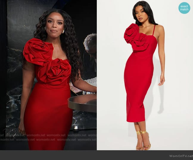 Fashion Nova Mary Bandage Midi Dress worn by Francesca Amiker on E! News