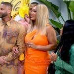 Fatima’s orange one-shoulder dress on Tyler Perrys Sistas