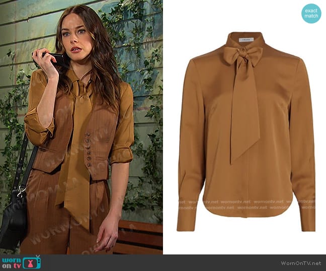 Frame Bowtie Silk Button Down Shirt by Frame worn by Stephanie Johnson (Abigail Klein) on Days of our Lives