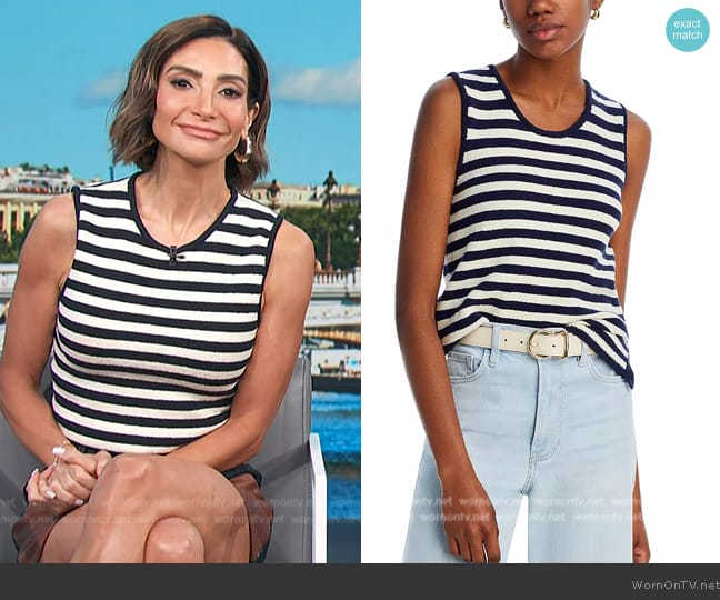 Frame Mariner Sweater Tank worn by Courtney Lopez on Access Hollywood