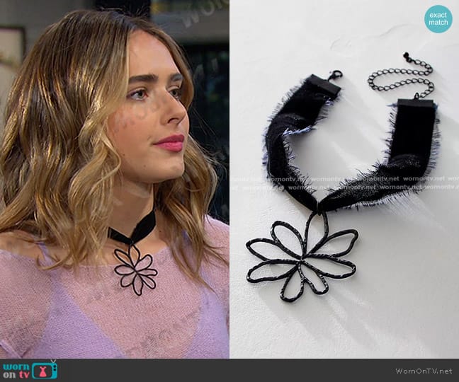 Free People Annabelle Choker Necklace worn by Holly Jonas (Ashley Puzemis) on Days of our Lives