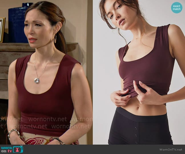 Free People Clean Lines Muscle Cami worn by Penelope Poppy Nozawa (Romy Park) on The Bold and the Beautiful