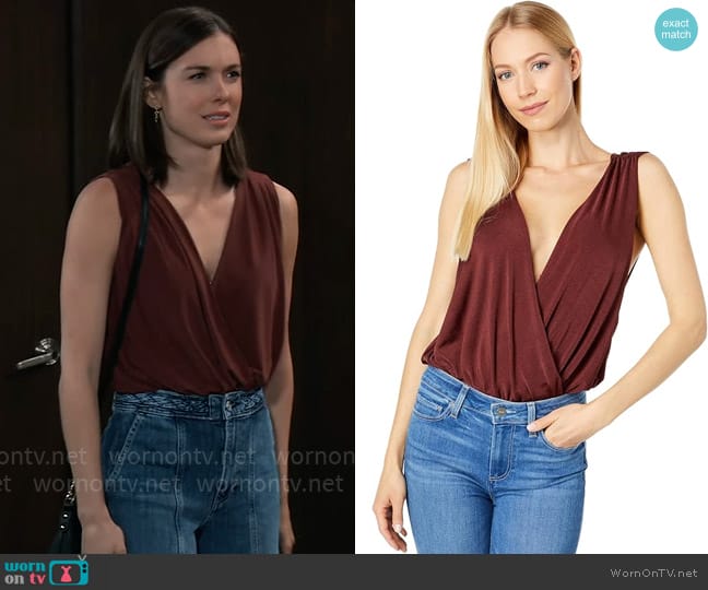 Free People Night Owl Bodysuit in Nutmeg worn by Willow Tait (Katelyn MacMullen) on General Hospital