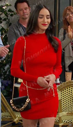 Gabi's red open-back mini dress on Days of our Lives