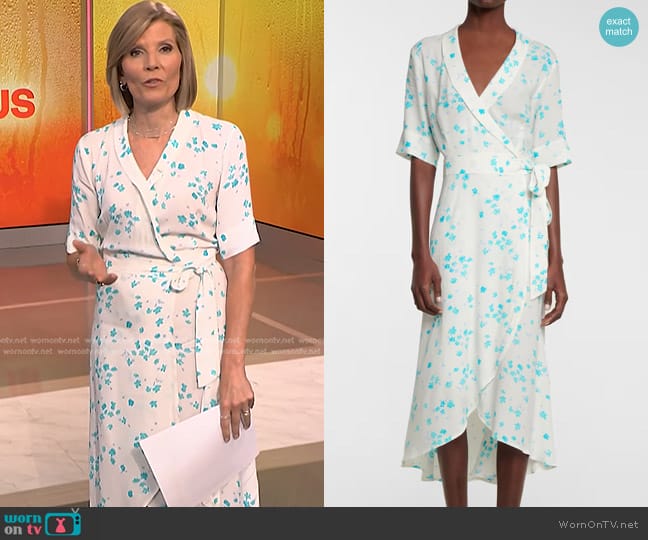 Ganni Floral Crepe Wrap Dress worn by Kate Snow on NBC News Daily