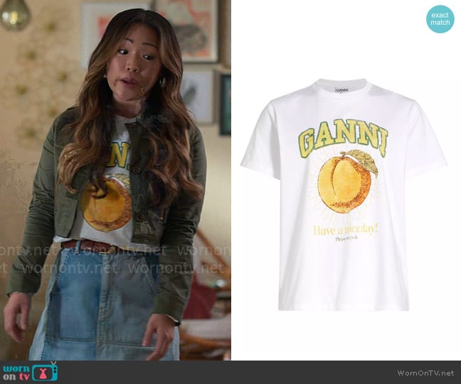 Ganni Graphic Cotton T-shirt worn by Esti Nelson (Jee Young Han) on UnPrisoned