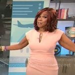 Gayle King’s beige split-neck dress on CBS Mornings