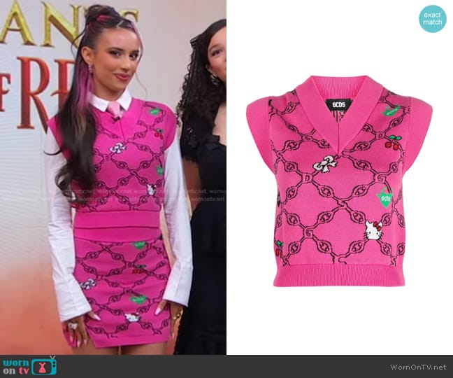 Gcds Graphic-print Jacquard Vest worn by Kylie Cantrall on Good Morning America