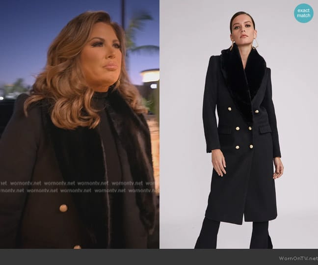 Generation Love Blakely Faux Fur Combo Wool Coat worn by Emily Simpson on The Real Housewives of Orange County