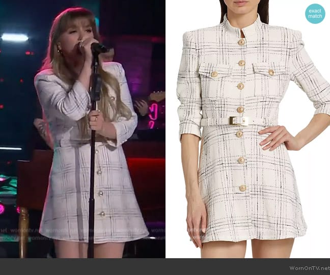 Generation Love June Tweed Checkered Minidress worn by Kelly Clarkson on The Kelly Clarkson Show