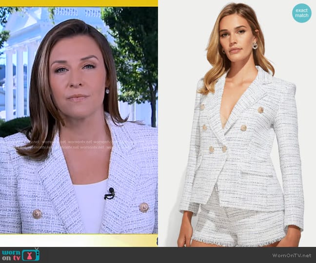 WornOnTV: Mary’s white double breasted tweed blazer on Good Morning ...