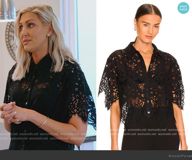 L'Academie Calla Lace Top worn by Gina Kirschenheiter on The Real Housewives of Orange County