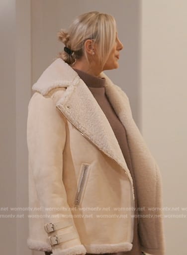 Gina's white shearling jacket on The Real Housewives of Orange County