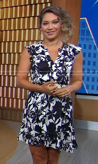 Ginger's black and white floral mini dress on Good Morning America