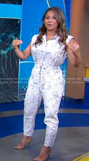 Ginger's white floral jumpsuit on Good Morning America