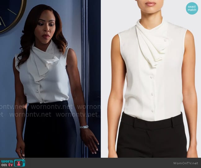 Giorgio Armani Stretch Silk Charmeuse Tank Top worn by Andrea Barnes (Kj Smith) on Tyler Perrys Sistas