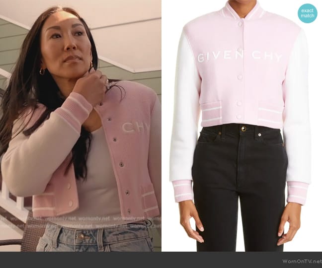 Givenchy Disney x Givenchy Crop Virgin Wool Bomber Jacket worn by Katie Ginella on The Real Housewives of Orange County