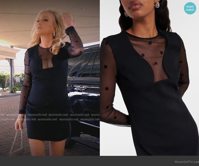 Givenchy Logo embroidered mesh and jersey minidress worn by Shannon Beador on The Real Housewives of Orange County