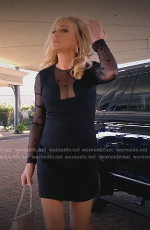 Shannon's black sheer mini dress on The Real Housewives of Orange County