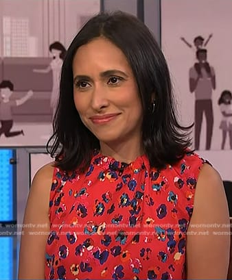 Grace Bastidas's red floral top on NBC News Daily