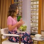 Rebecca’s pink polo top and floral print skirt on Good Morning America