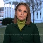 Elizabeth Schulze’s green coat on Good Morning America