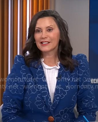 Gretchen Whitmer's blue floral blazer on CBS Mornings