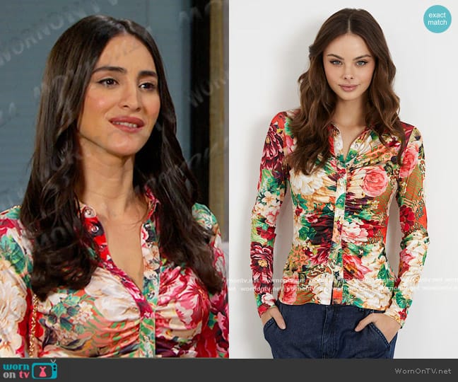 Guess All over Print Top worn by Gabi Hernandez (Cherie Jimenez) on Days of our Lives