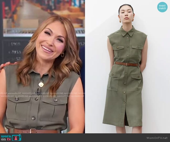 H&M Belted Cargo Dress in Dark khaki Green worn by Lori Bergamotto on Good Morning America