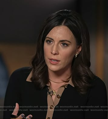 Hallie Jackson's black contrast trim knit dress on Today