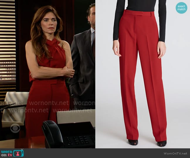 Halston Annie Trousers worn by Victoria Newman (Amelia Heinle) on The Young and the Restless