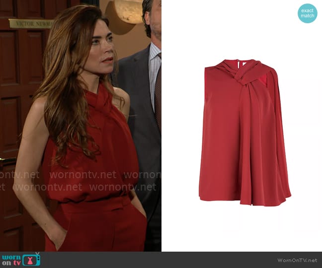 Halston Weslee Top worn by Victoria Newman (Amelia Heinle) on The Young and the Restless