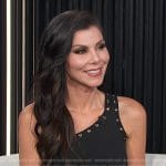 Heather Dubrow’s black grommet one shoulder dress on E! News