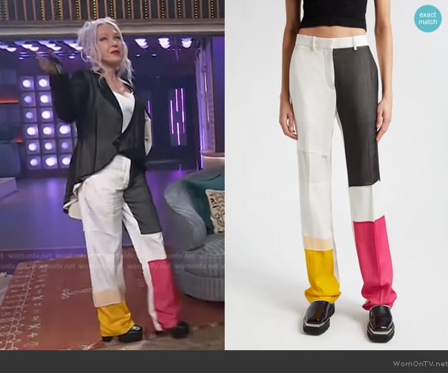 Helmut Lang Patchwork Pants worn by Cyndi Lauper on The Kelly Clarkson Show