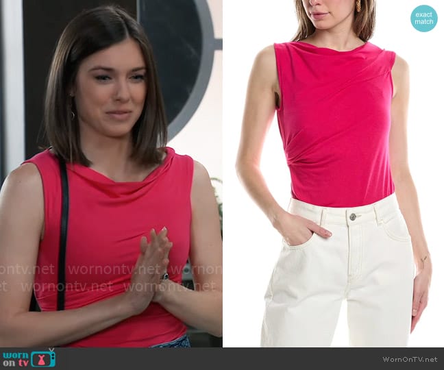 Helmut Lang Asymmetrical Draped Top worn by Willow Tait (Katelyn MacMullen) on General Hospital