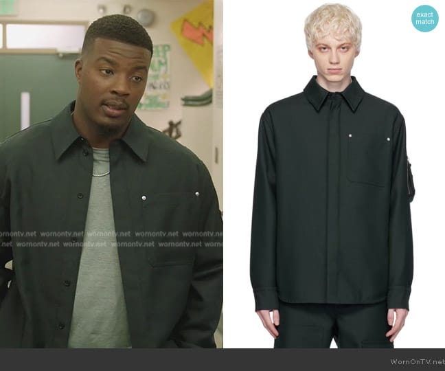 Helmut Lang Green Shirt Jacket worn by Spencer James (Daniel Ezra) on All American