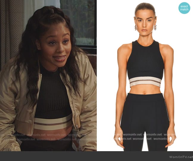 Helmut Lang Rib Crop Tank Top worn by Simone (Geffri Hightower) on All American Homecoming