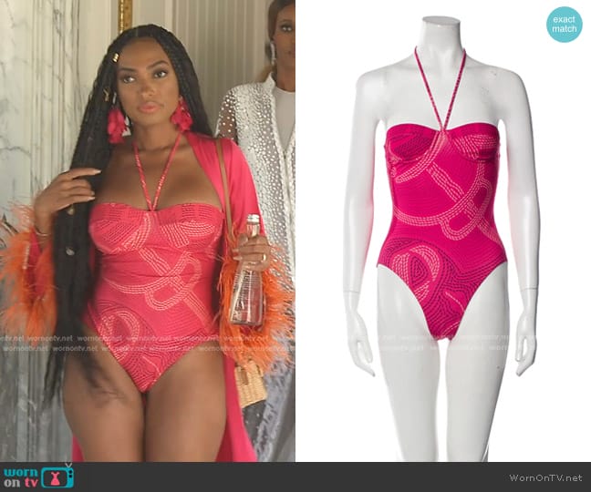 Hermes Printed Swimsuit worn by Lesa Milan (Lesa Milan) on The Real Housewives of Dubai