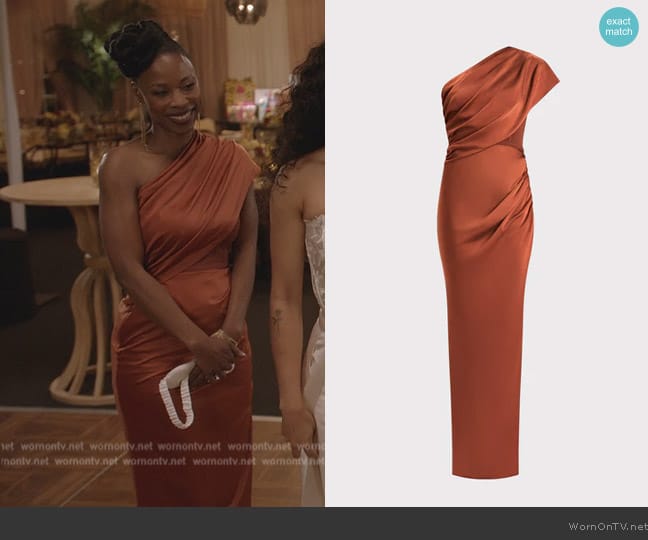 WornOnTV: Grace’s orange satin one shoulder dress on All American ...