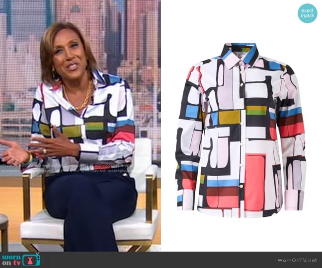 Hinson Wu Reese Abstract Geo Printed Top worn by Robin Roberts on Good Morning America