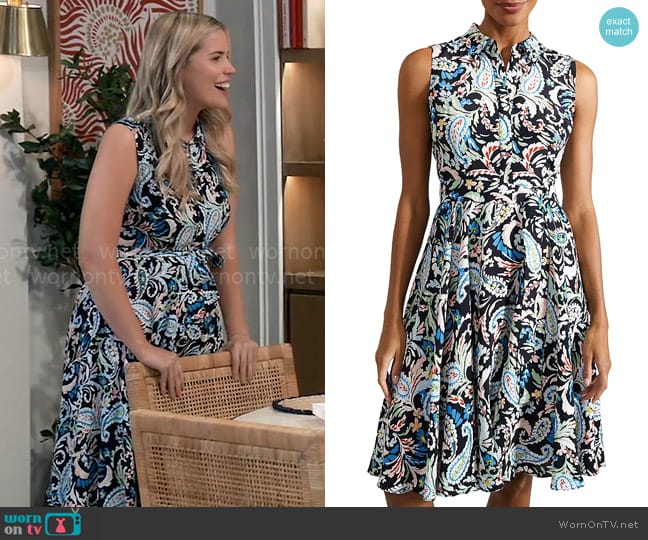 Hobbs Belinda Paisley Print Dress worn by Sasha Gilmore (Sofia Mattsson) on General Hospital