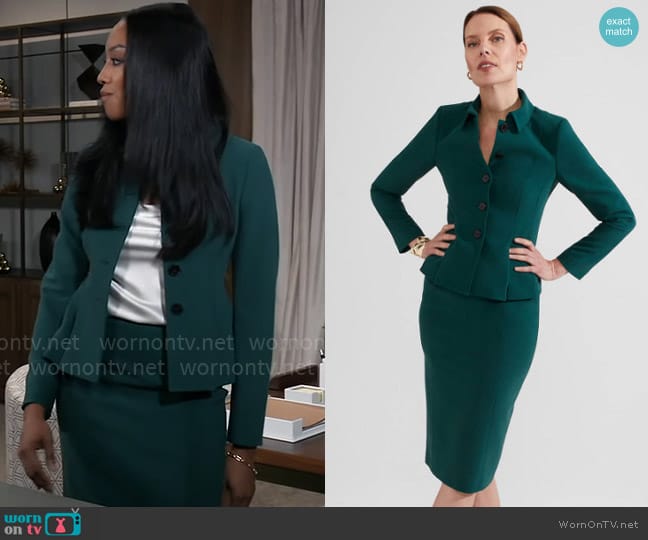 Hobbs Scarlett Jacket and Skirt worn by Jordan Ashford (Tanisha Mariko Harper) on General Hospital