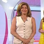 Hoda’s beige vest and pants on Today