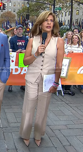 Hoda's beige vest and pants on Today